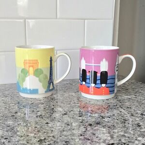 Studio Nova‎ Around the World Mugs Paris London Porcelain Set of 2 Multi Color